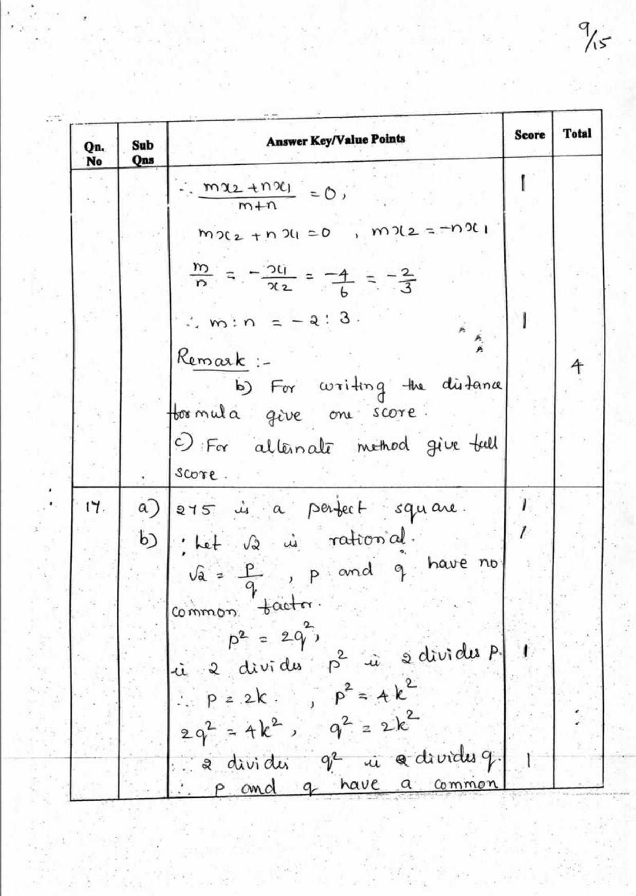 Kerala Plus One 2018 Maths (Science) Answer Key - Page 9