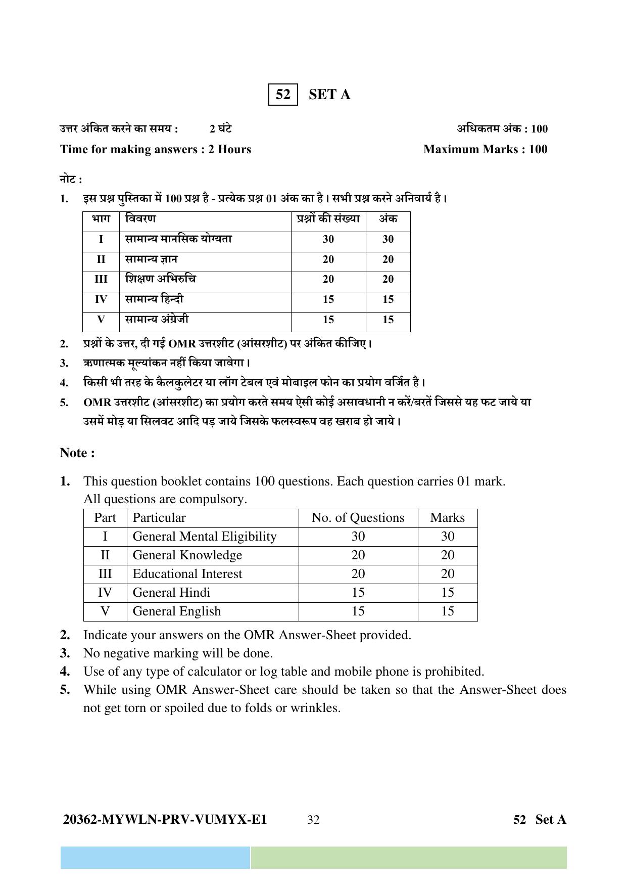 CG Pre B.A B.Ed / Pre B.Sc. B.Ed 2023 Question Paper - Page 32