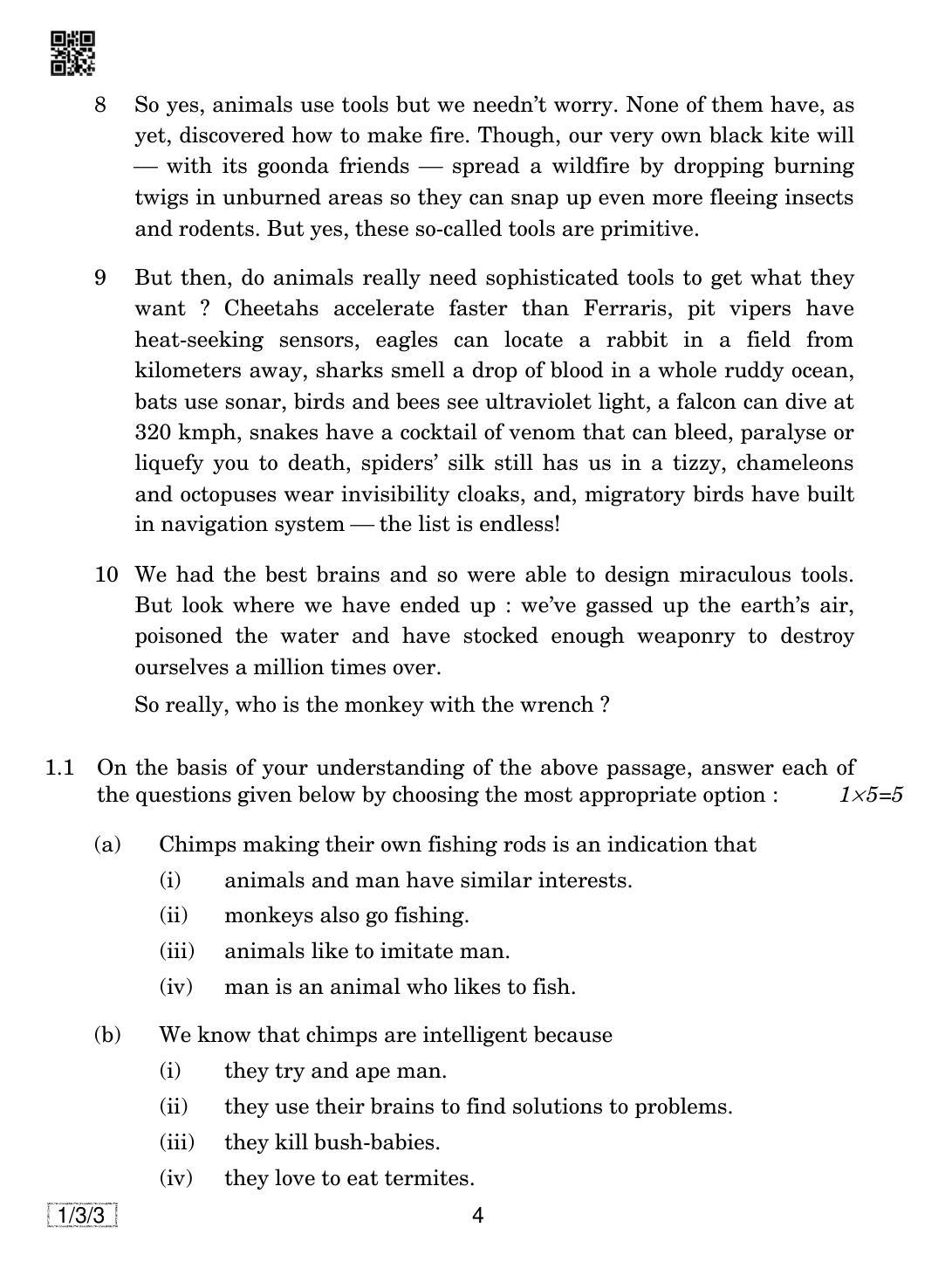 CBSE Class 12 1-3-3 English Core 2019 Question Paper - Page 4