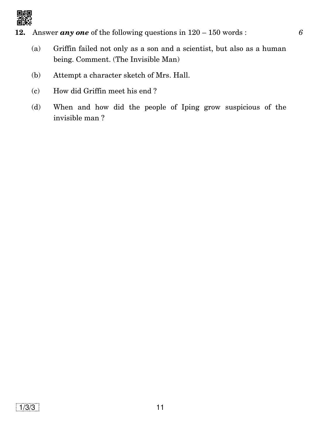 CBSE Class 12 1-3-3 English Core 2019 Question Paper - Page 11