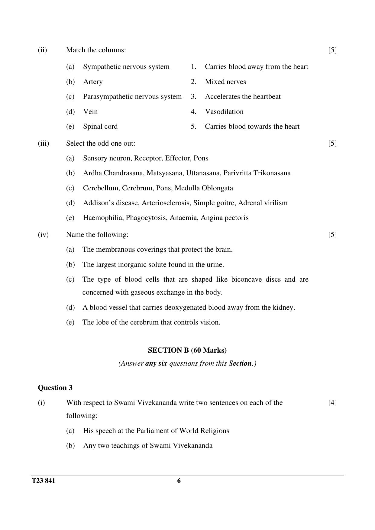 ICSE Class 10 YOGA 2023 Question Paper - Page 6