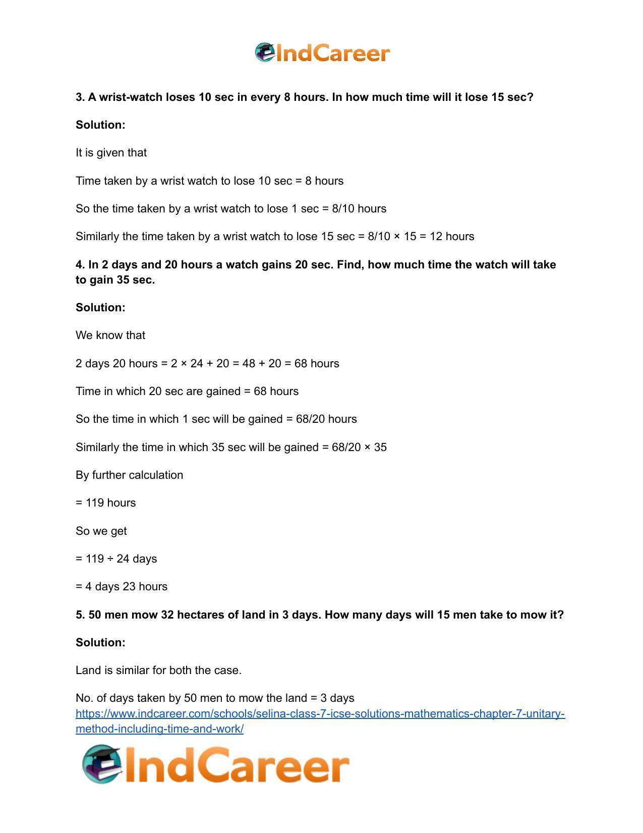 Selina Class 7 ICSE Solutions Mathematics : Chapter 7- Unitary Method (Including Time and Work) - Page 8