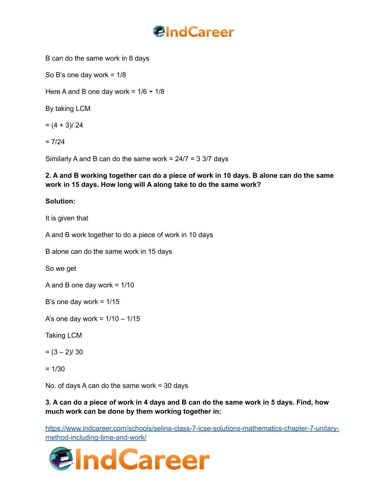 Selina Class 7 ICSE Solutions Mathematics : Chapter 7- Unitary Method (Including Time and Work) - Page 11