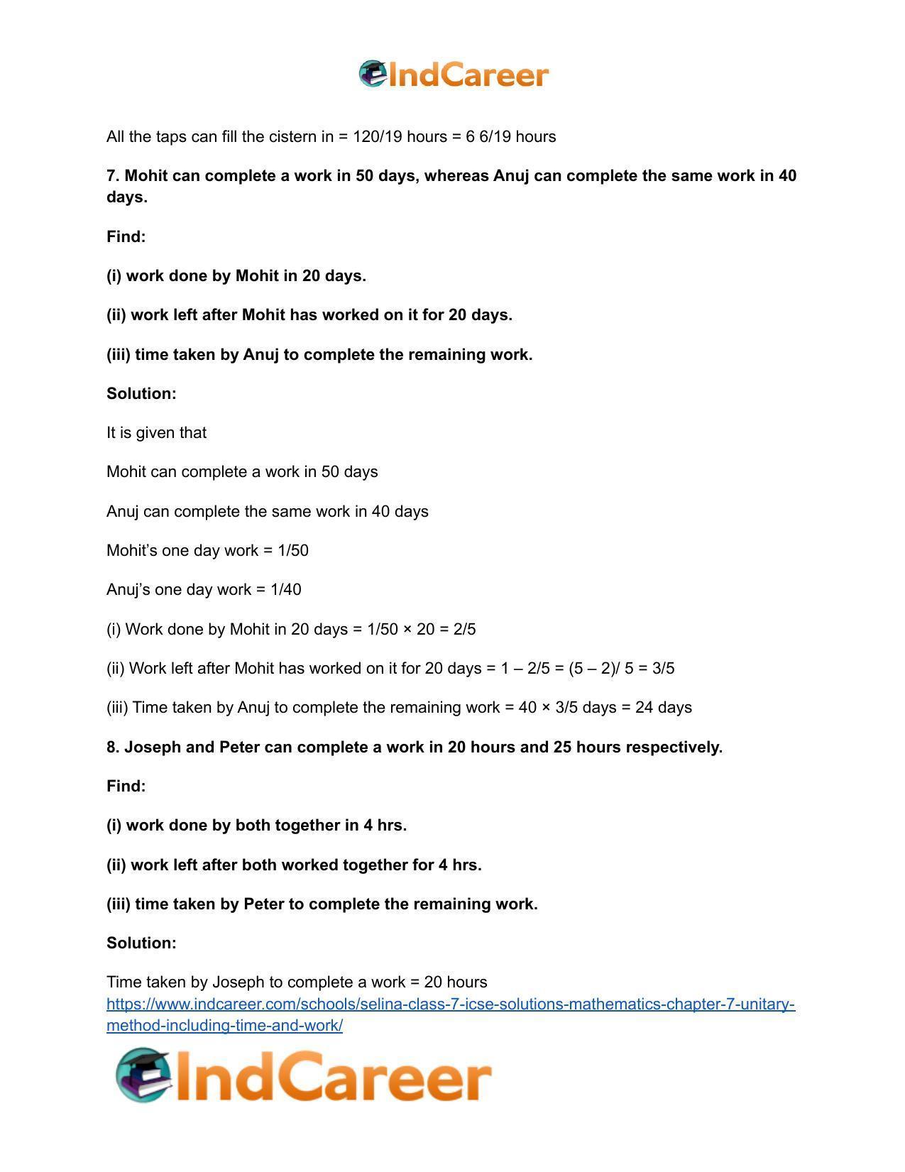 Selina Class 7 ICSE Solutions Mathematics : Chapter 7- Unitary Method (Including Time and Work) - Page 15