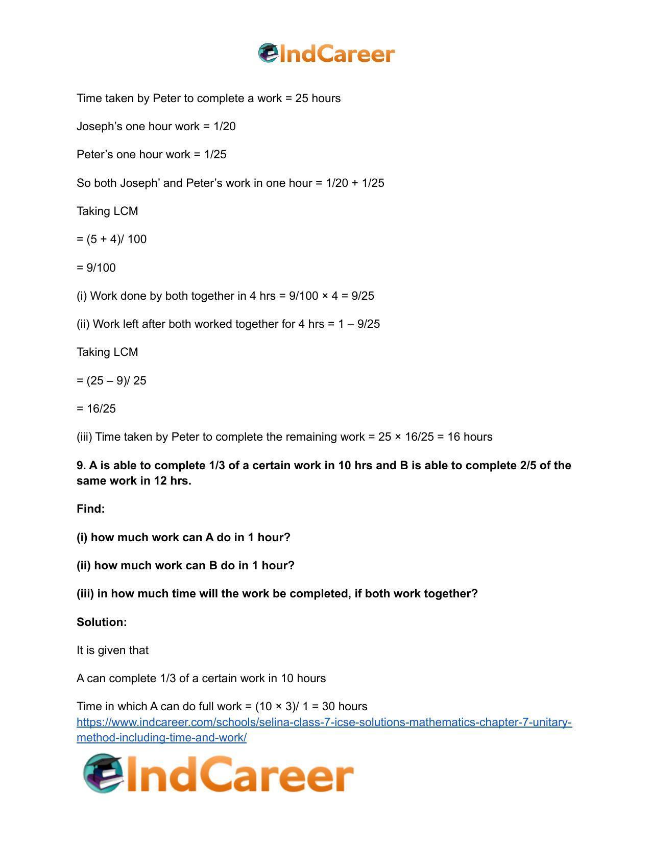 Selina Class 7 ICSE Solutions Mathematics : Chapter 7- Unitary Method (Including Time and Work) - Page 16