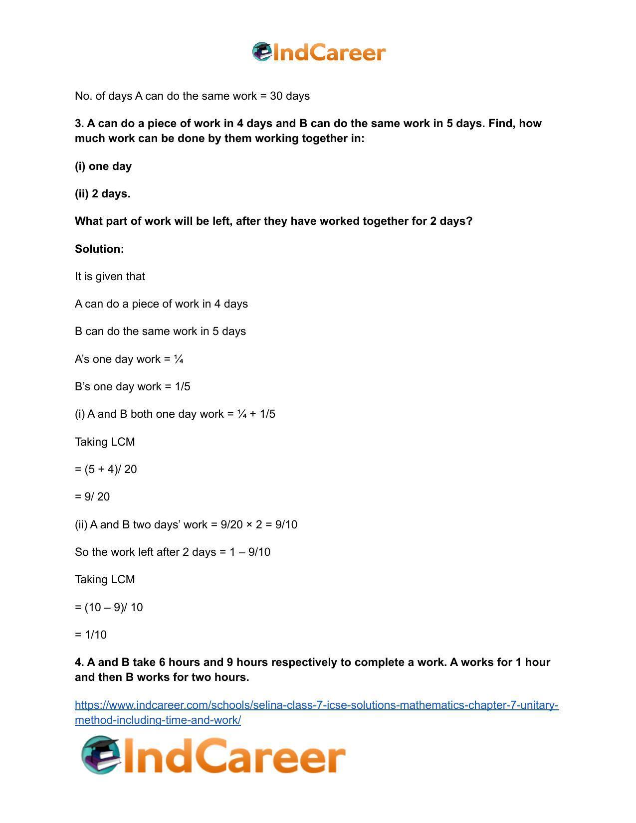 Selina Class 7 ICSE Solutions Mathematics : Chapter 7- Unitary Method (Including Time and Work) - Page 23