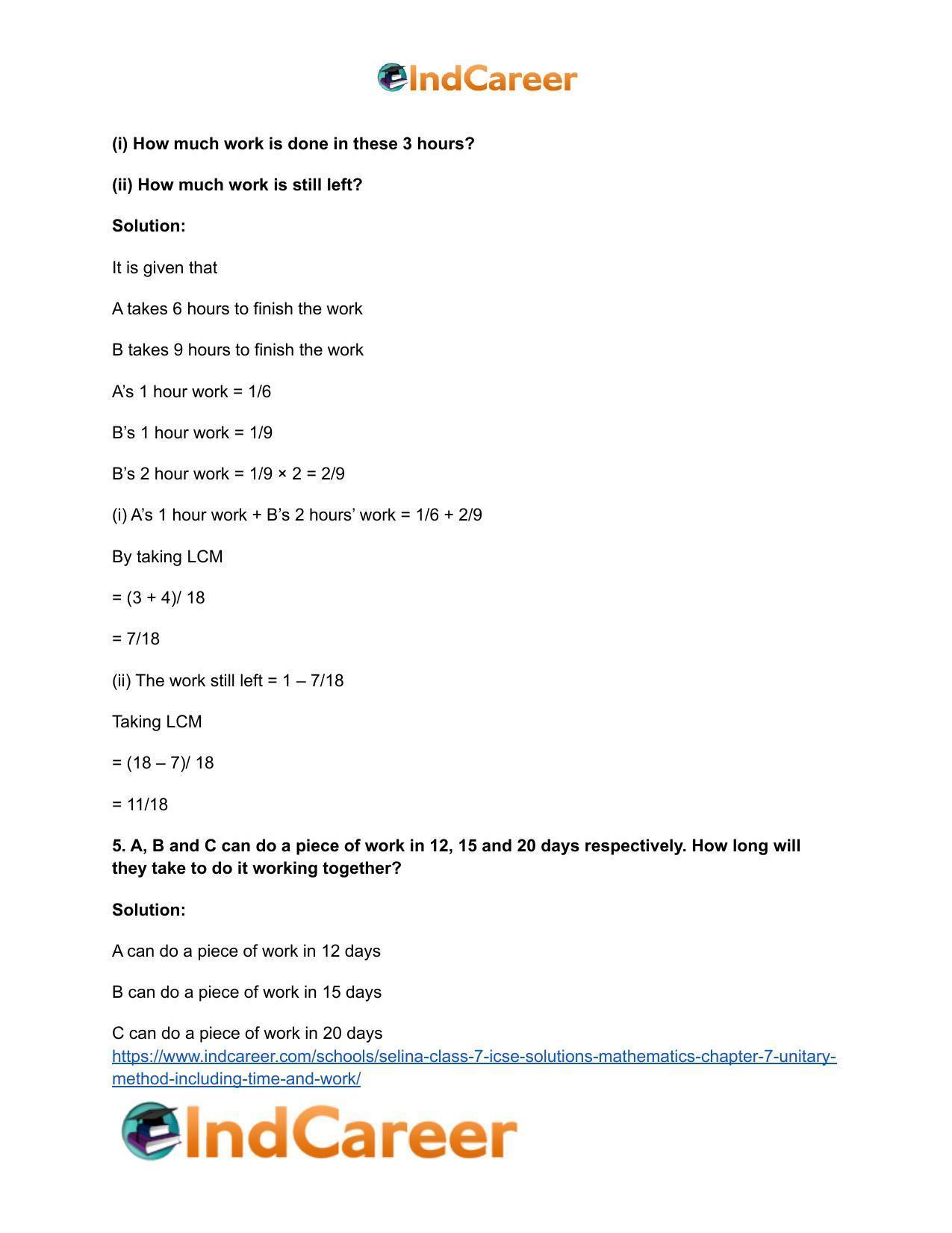 Selina Class 7 ICSE Solutions Mathematics : Chapter 7- Unitary Method (Including Time and Work) - Page 24