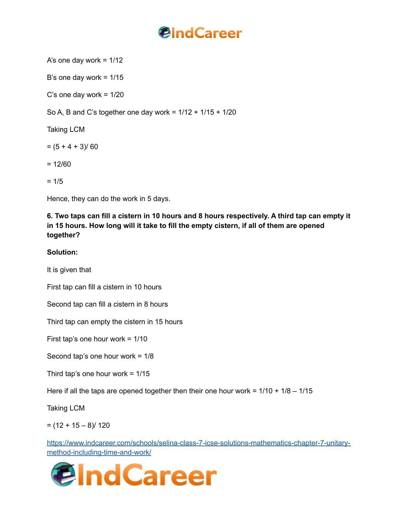 Selina Class 7 ICSE Solutions Mathematics : Chapter 7- Unitary Method (Including Time and Work) - Page 25
