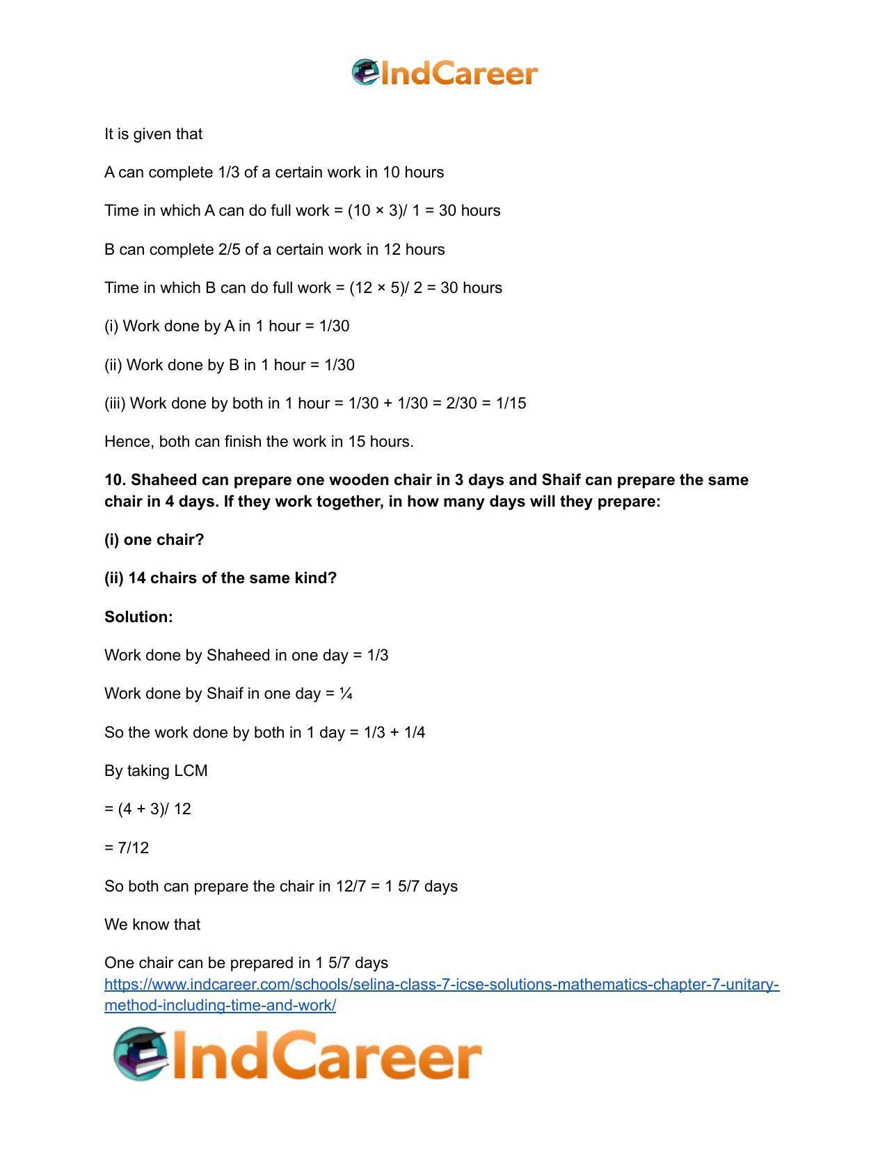 Selina Class 7 ICSE Solutions Mathematics : Chapter 7- Unitary Method (Including Time and Work) - Page 28