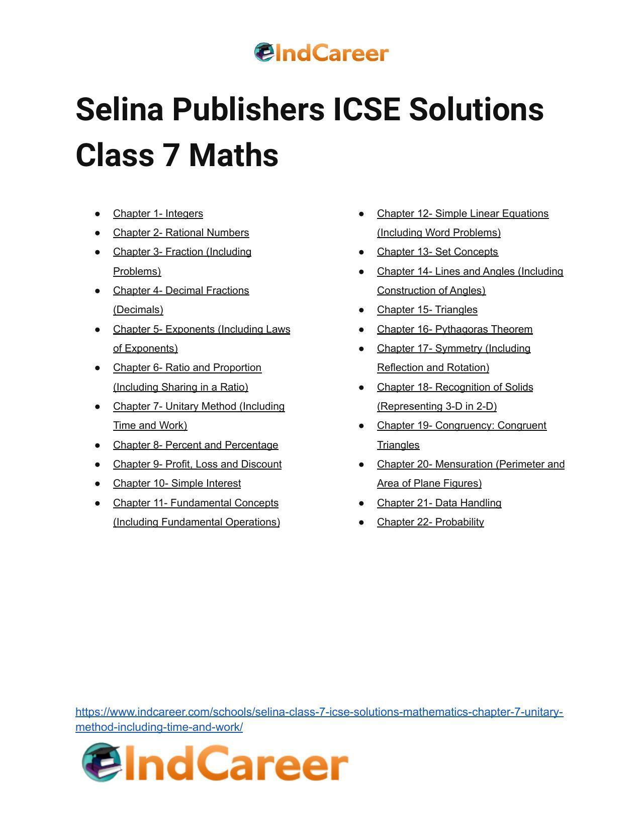 Selina Class 7 ICSE Solutions Mathematics : Chapter 7- Unitary Method (Including Time and Work) - Page 30