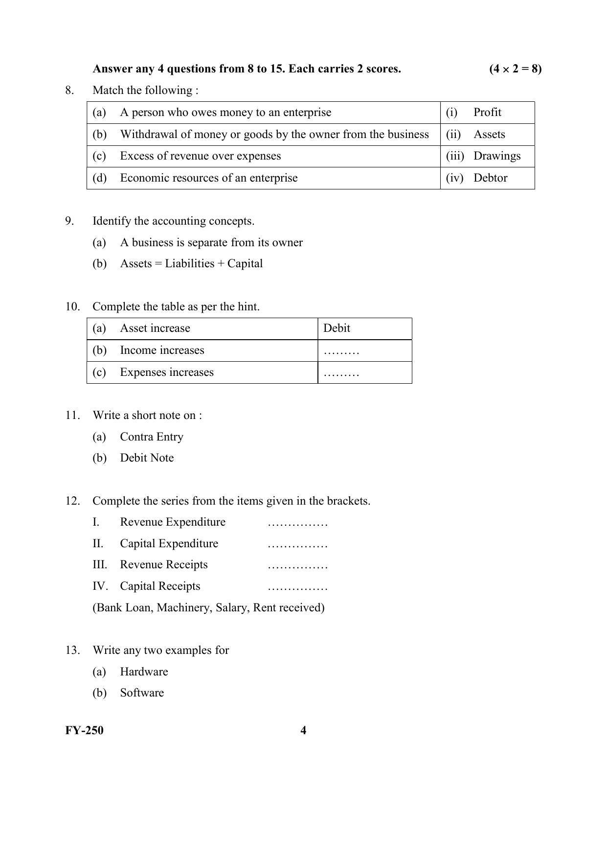 Kerala Plus One 2021 Accountancy with CA Question Papers - Page 4