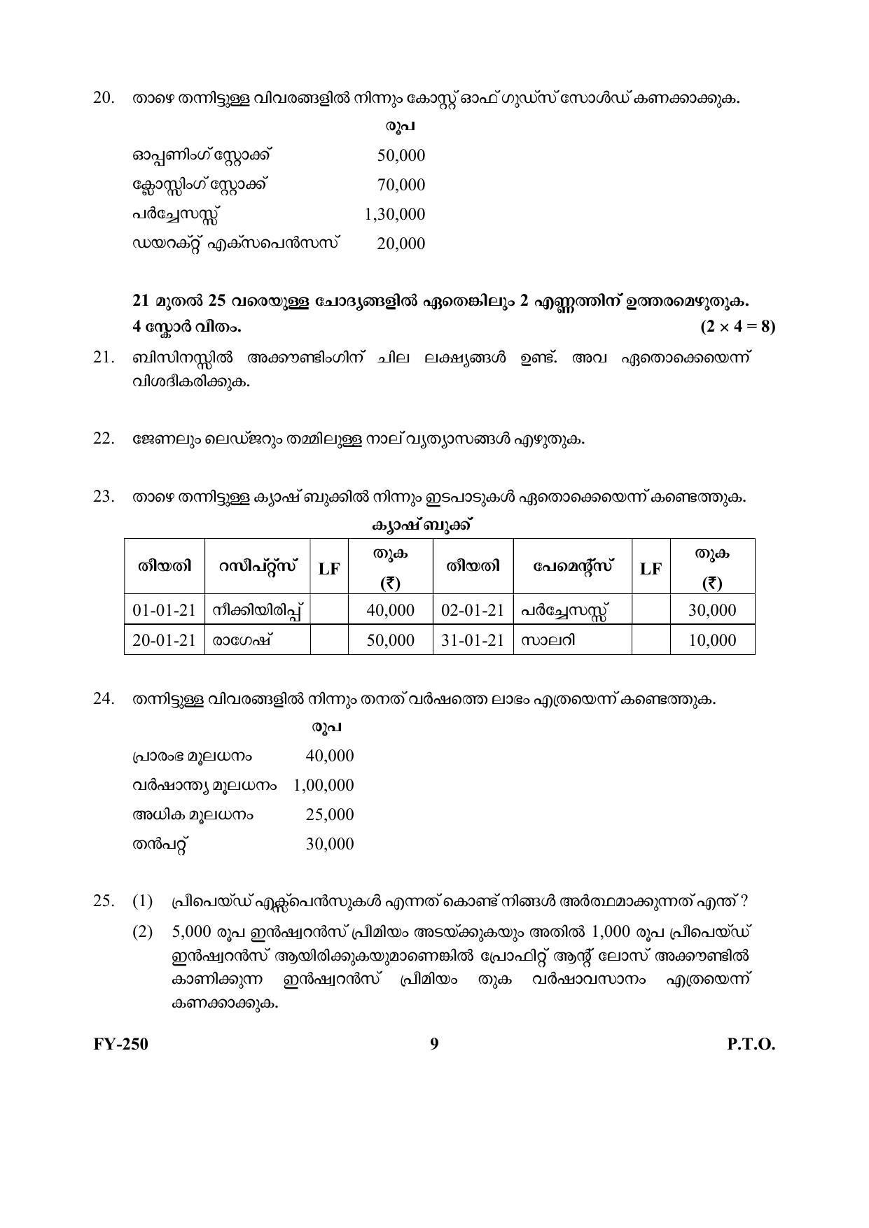 Kerala Plus One 2021 Accountancy with CA Question Papers - Page 9