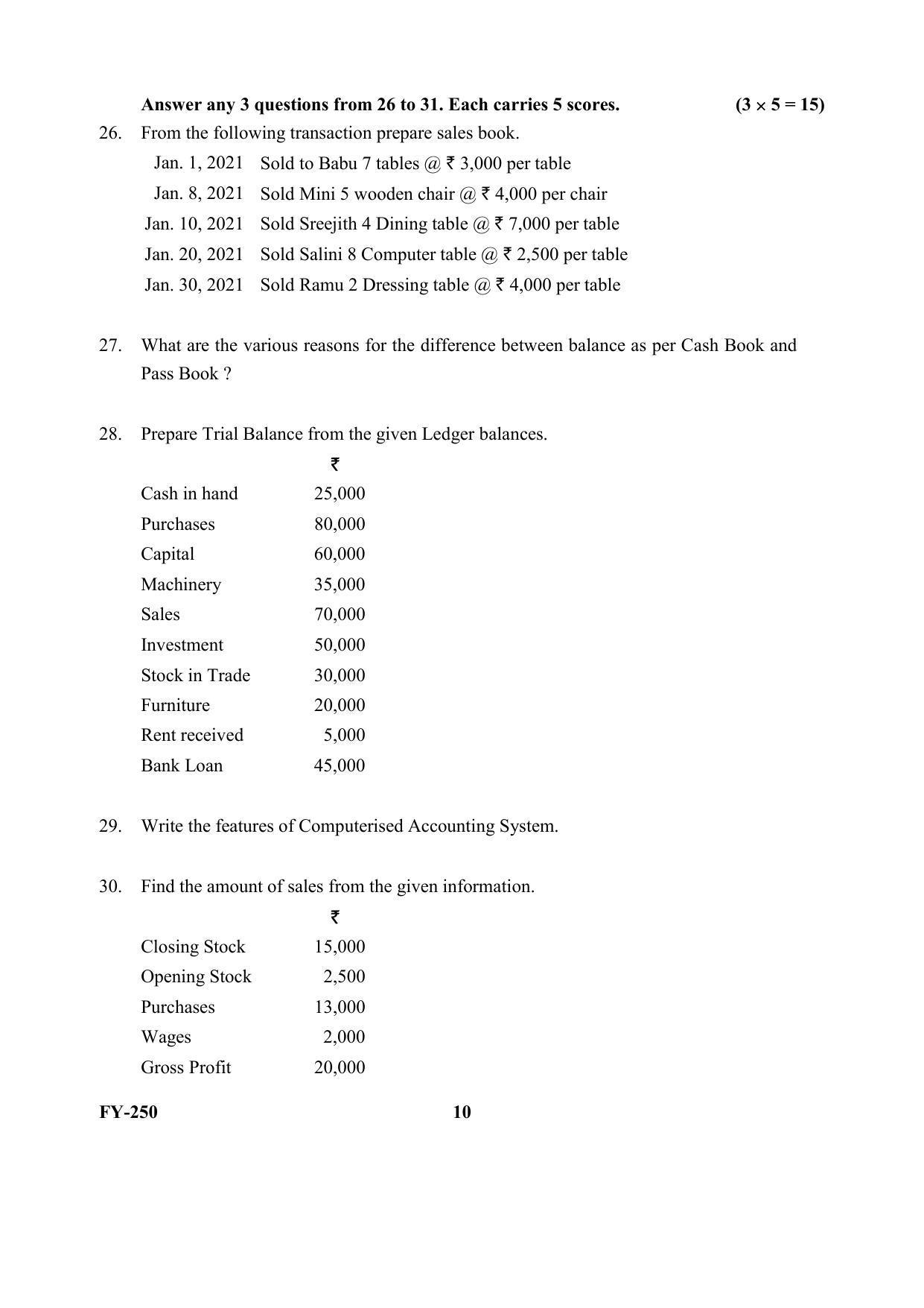 Kerala Plus One 2021 Accountancy with CA Question Papers - Page 10