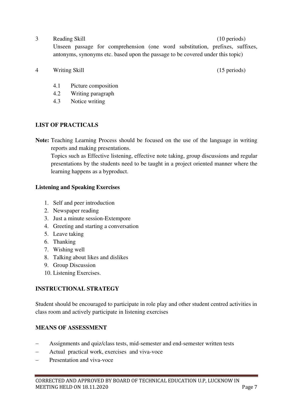 SYLLABUS FOR FIRST SEMESTER SESSION (2020-2021) - SIX SEMESTER DIPLOMA COURSE IN PLASTIC MOULD TECHNOLOGY - Page 7