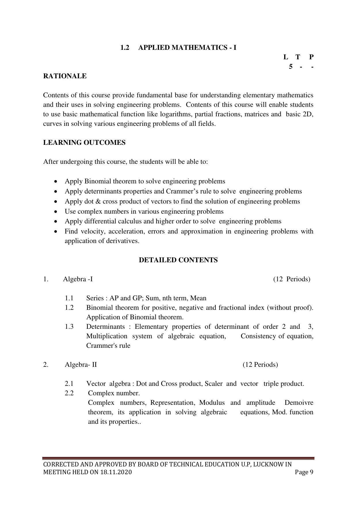 SYLLABUS FOR FIRST SEMESTER SESSION (2020-2021) - SIX SEMESTER DIPLOMA COURSE IN PLASTIC MOULD TECHNOLOGY - Page 9