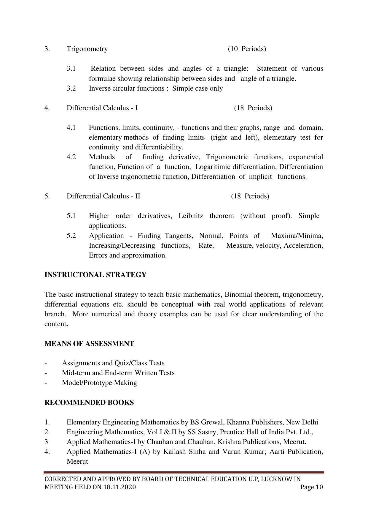 SYLLABUS FOR FIRST SEMESTER SESSION (2020-2021) - SIX SEMESTER DIPLOMA COURSE IN PLASTIC MOULD TECHNOLOGY - Page 10