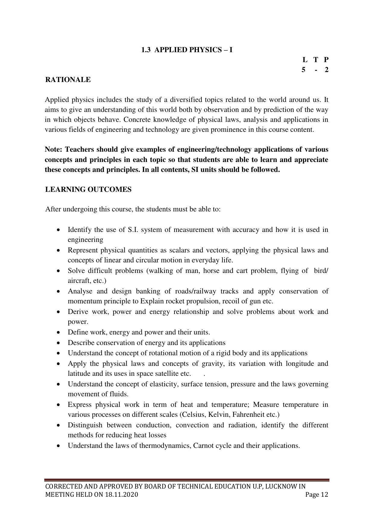 SYLLABUS FOR FIRST SEMESTER SESSION (2020-2021) - SIX SEMESTER DIPLOMA COURSE IN PLASTIC MOULD TECHNOLOGY - Page 12