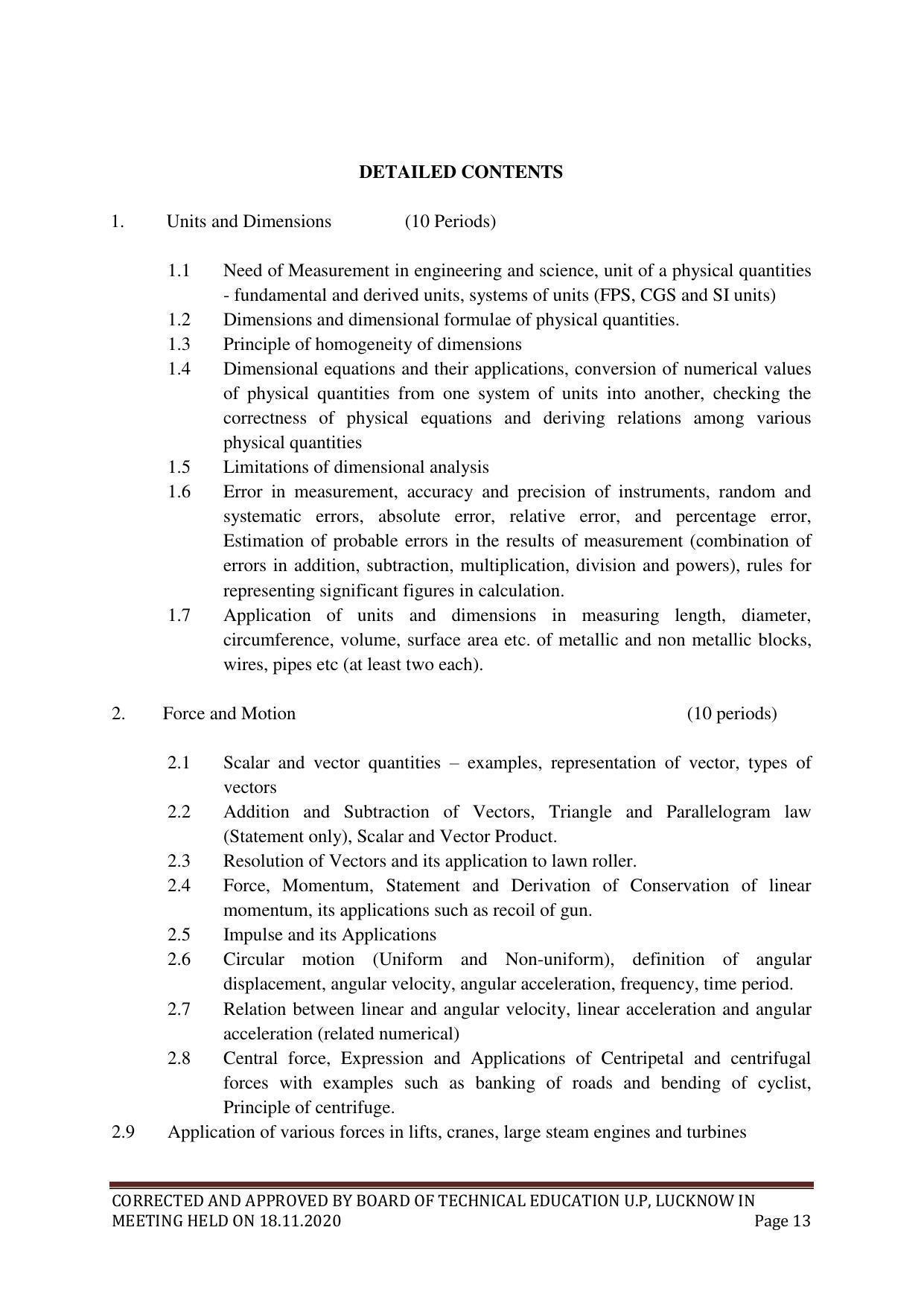 SYLLABUS FOR FIRST SEMESTER SESSION (2020-2021) - SIX SEMESTER DIPLOMA COURSE IN PLASTIC MOULD TECHNOLOGY - Page 13