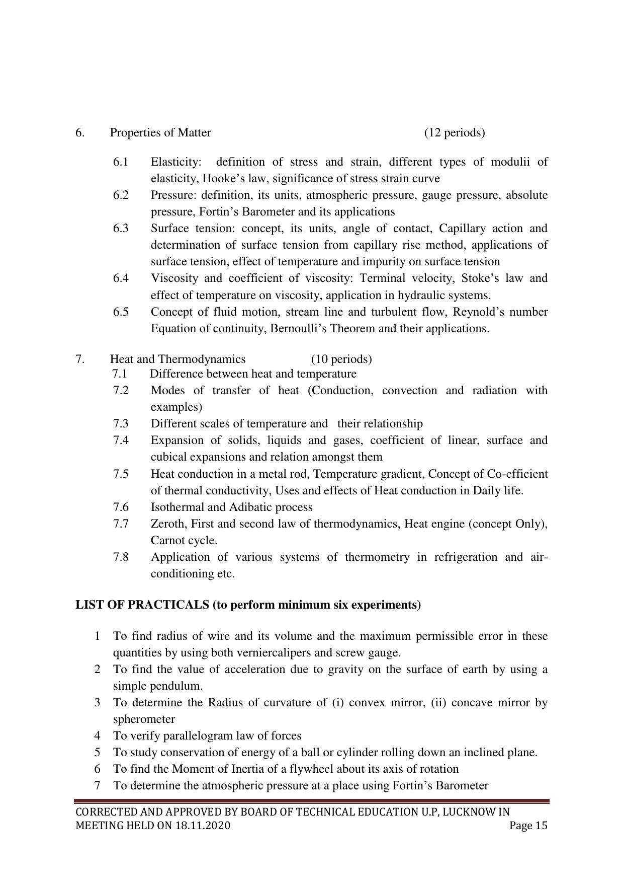 SYLLABUS FOR FIRST SEMESTER SESSION (2020-2021) - SIX SEMESTER DIPLOMA COURSE IN PLASTIC MOULD TECHNOLOGY - Page 15