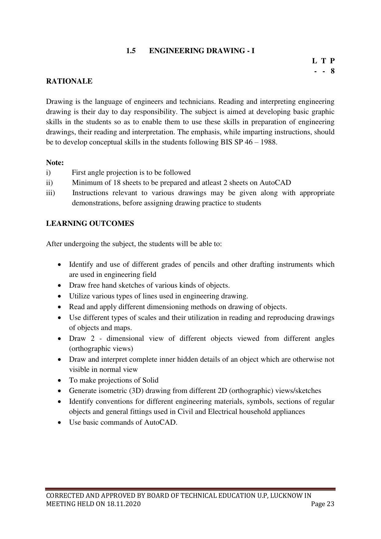 SYLLABUS FOR FIRST SEMESTER SESSION (2020-2021) - SIX SEMESTER DIPLOMA COURSE IN PLASTIC MOULD TECHNOLOGY - Page 23