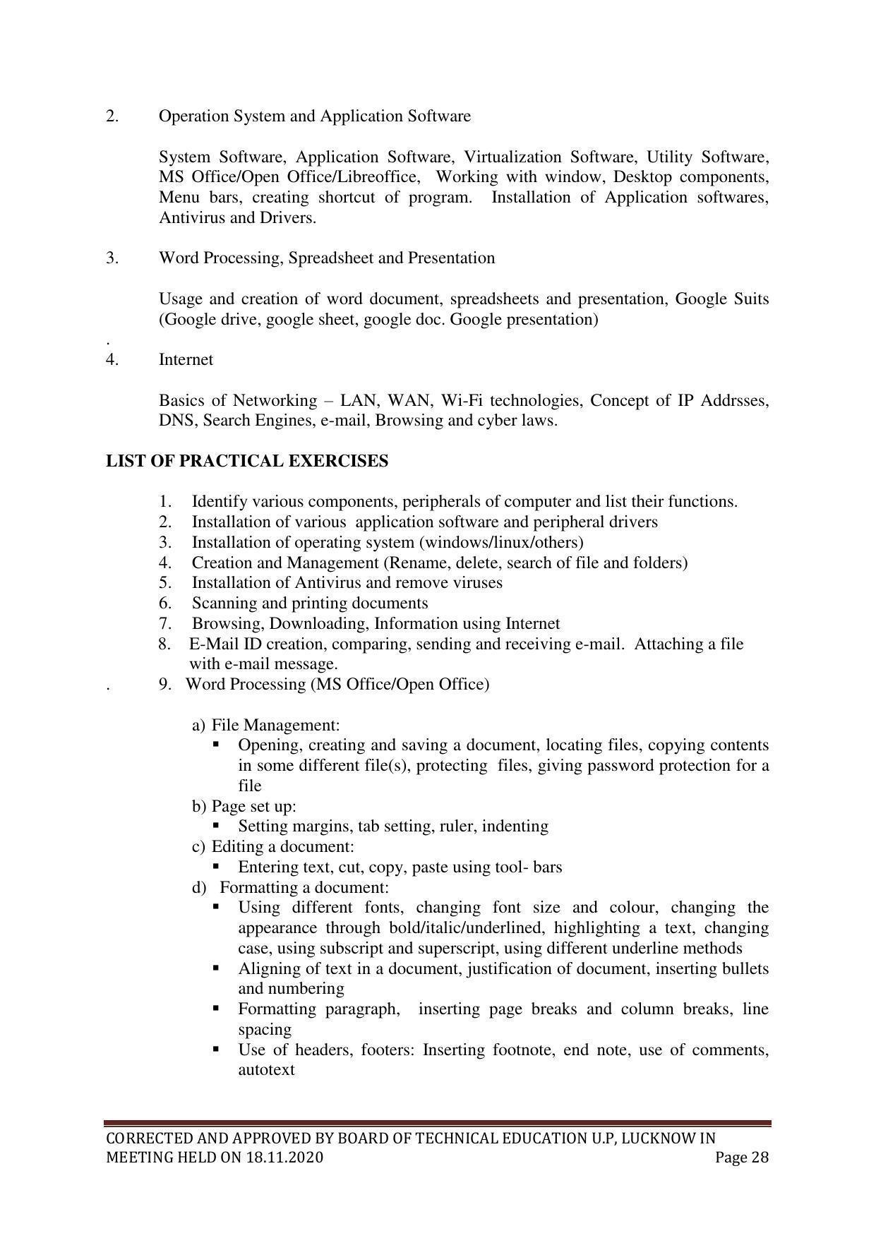 SYLLABUS FOR FIRST SEMESTER SESSION (2020-2021) - SIX SEMESTER DIPLOMA COURSE IN PLASTIC MOULD TECHNOLOGY - Page 28
