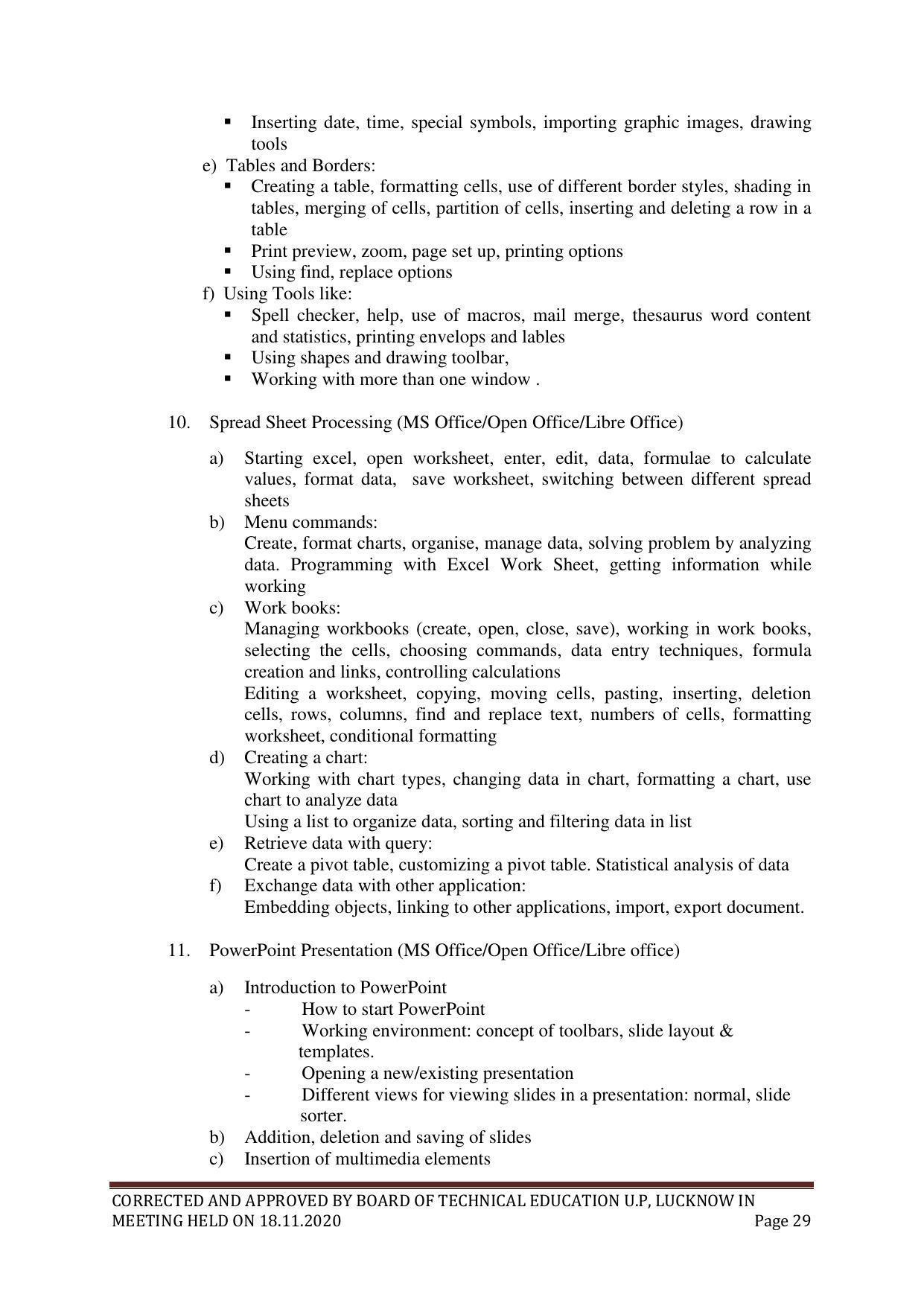 SYLLABUS FOR FIRST SEMESTER SESSION (2020-2021) - SIX SEMESTER DIPLOMA COURSE IN PLASTIC MOULD TECHNOLOGY - Page 29