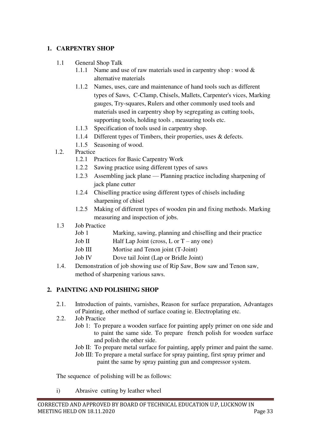 SYLLABUS FOR FIRST SEMESTER SESSION (2020-2021) - SIX SEMESTER DIPLOMA COURSE IN PLASTIC MOULD TECHNOLOGY - Page 33