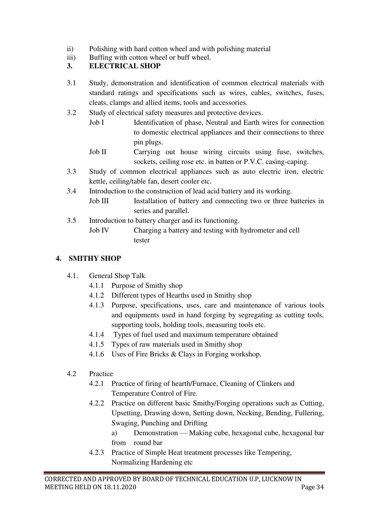 SYLLABUS FOR FIRST SEMESTER SESSION (2020-2021) - SIX SEMESTER DIPLOMA COURSE IN PLASTIC MOULD TECHNOLOGY - Page 34