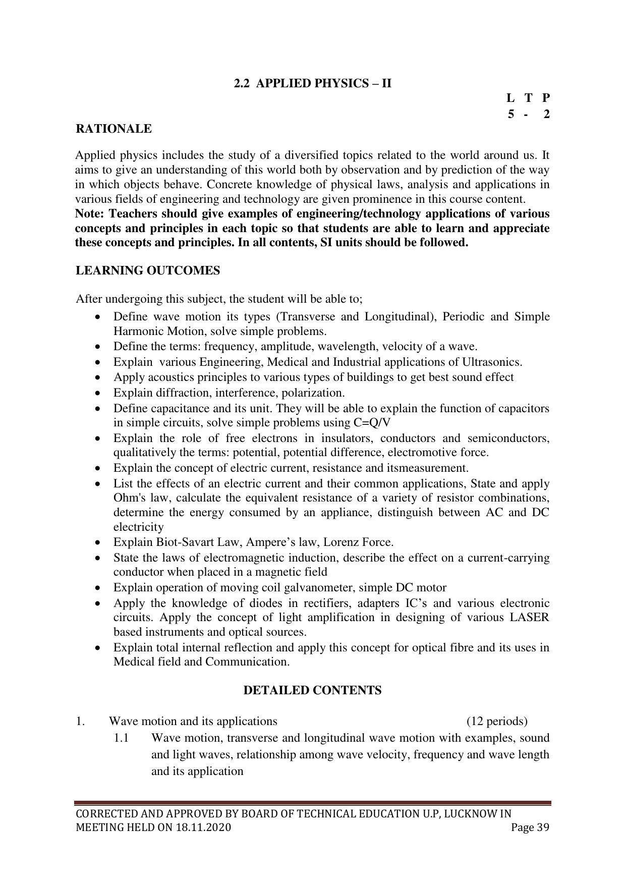 SYLLABUS FOR FIRST SEMESTER SESSION (2020-2021) - SIX SEMESTER DIPLOMA COURSE IN PLASTIC MOULD TECHNOLOGY - Page 39