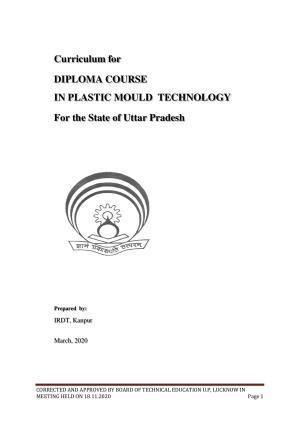 SYLLABUS FOR FIRST SEMESTER SESSION (2020-2021) - SIX SEMESTER DIPLOMA COURSE IN PLASTIC MOULD TECHNOLOGY