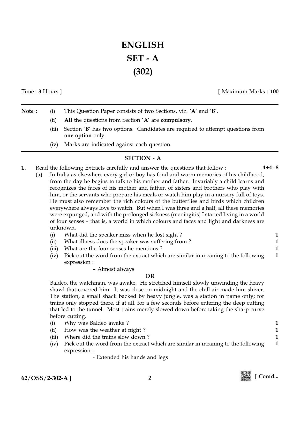 NIOS October 2021 Class 12 English Question Paper - Page 2