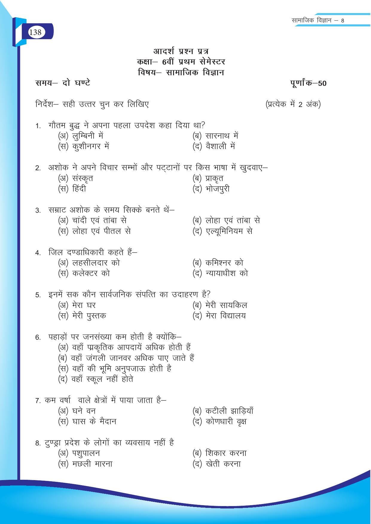 Chhattisgarh Board Class 8 SST Question Bank - Page 54