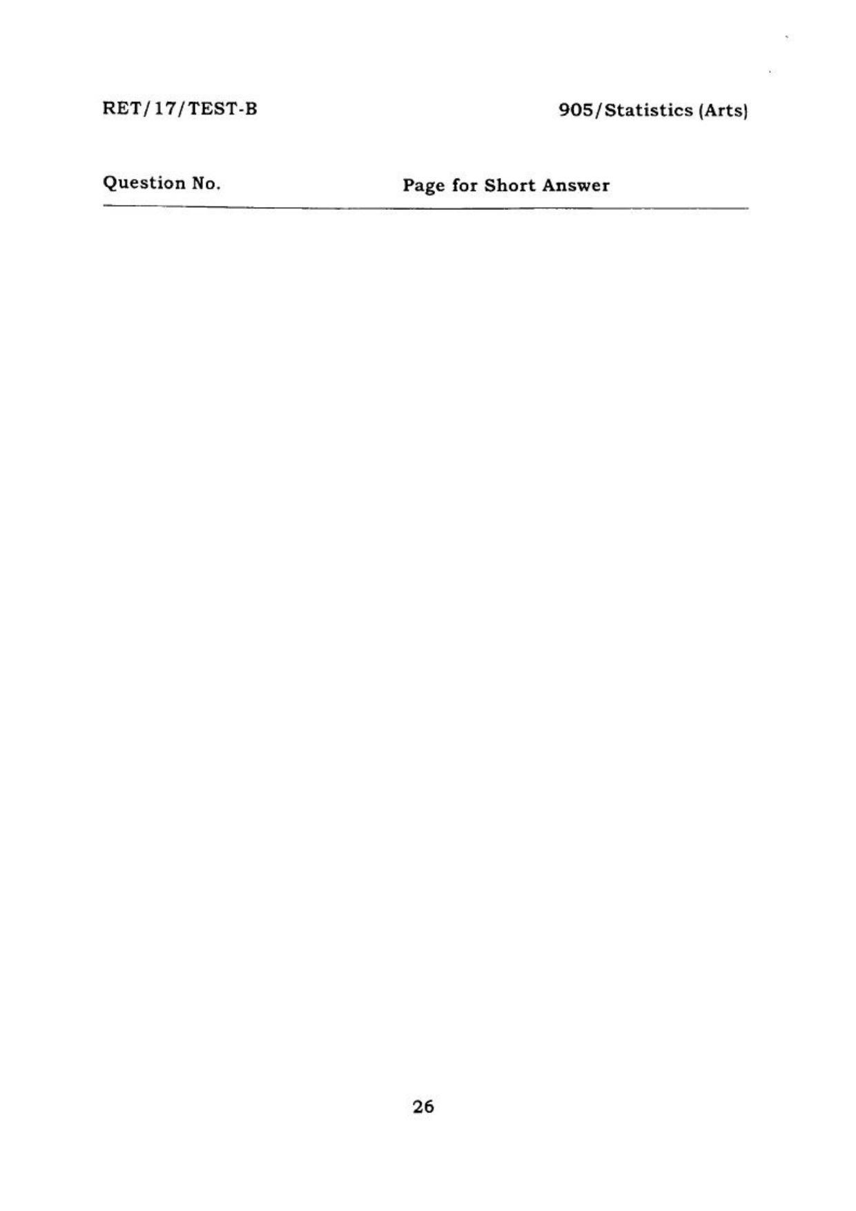 BHU RET STATISTICS ARTS 2017 Question Paper - Page 27