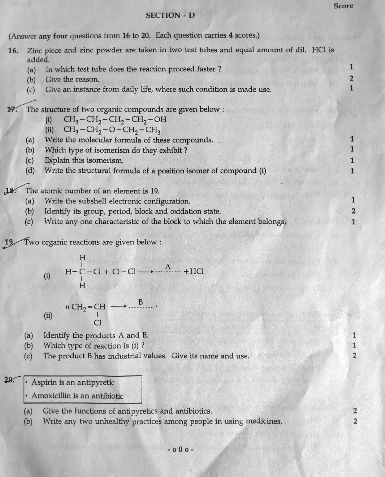 Kerala SSLC 2019 Chemistry (EM) Question Paper - Page 4