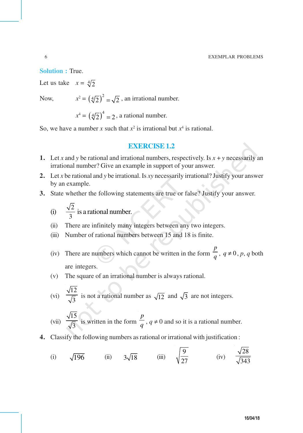 NCERT Exemplar Book for Class 9 Maths: Chapter 1 Number Systems - Page 6
