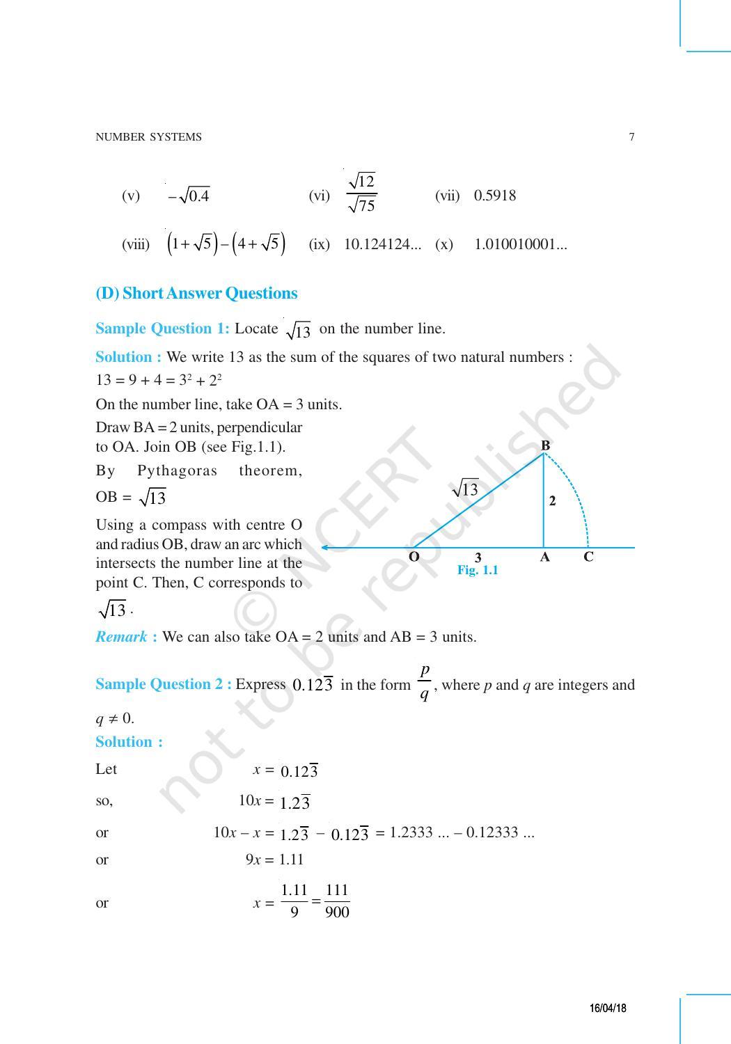 NCERT Exemplar Book for Class 9 Maths: Chapter 1 Number Systems - Page 7