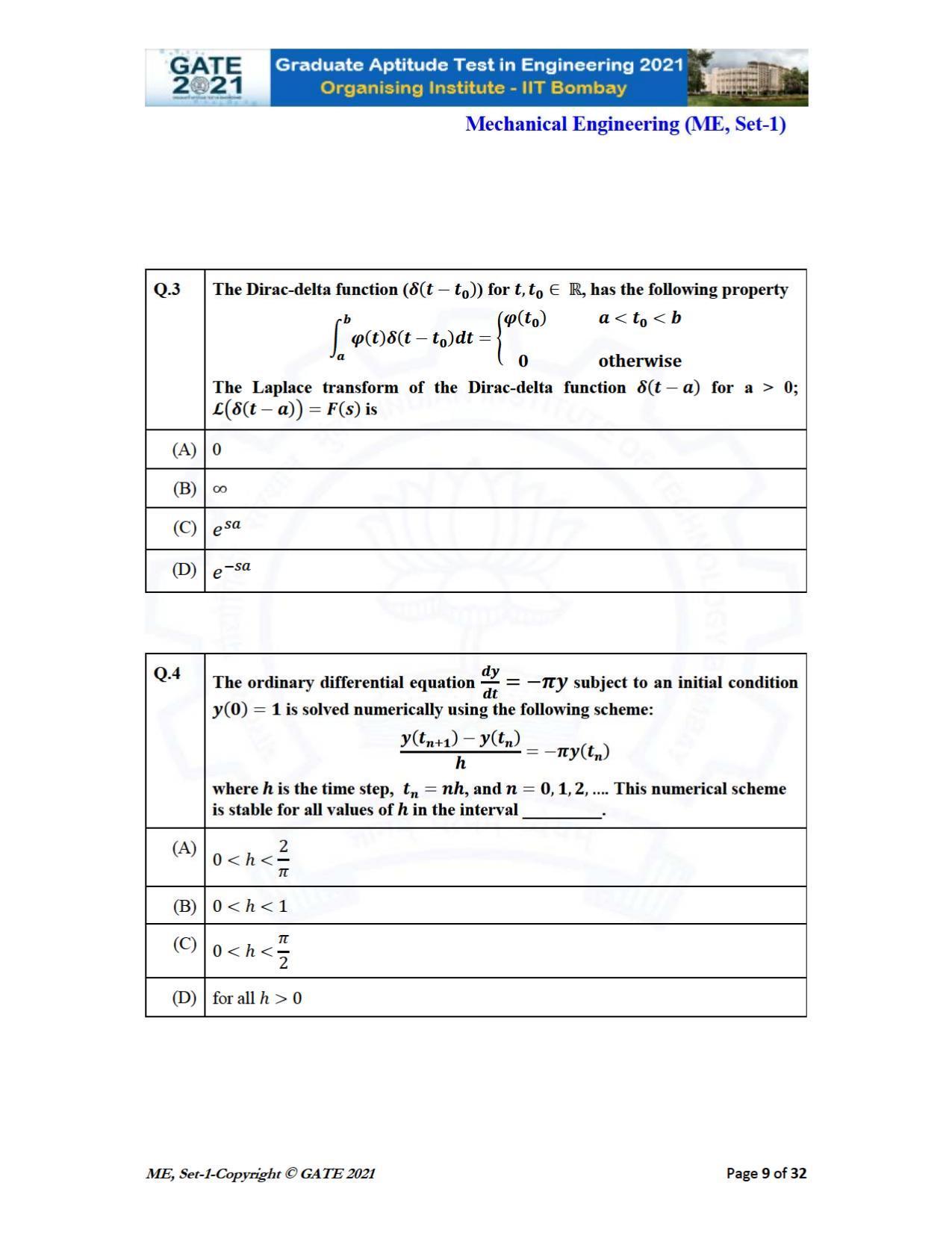 GATE 2021 Mechanical Engineering (ME) Question Paper - Page 10