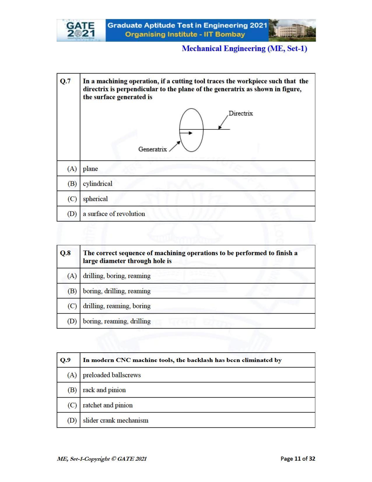 GATE 2021 Mechanical Engineering (ME) Question Paper - Page 12