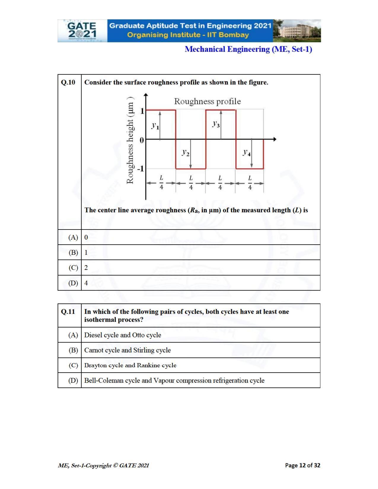 GATE 2021 Mechanical Engineering (ME) Question Paper - Page 13
