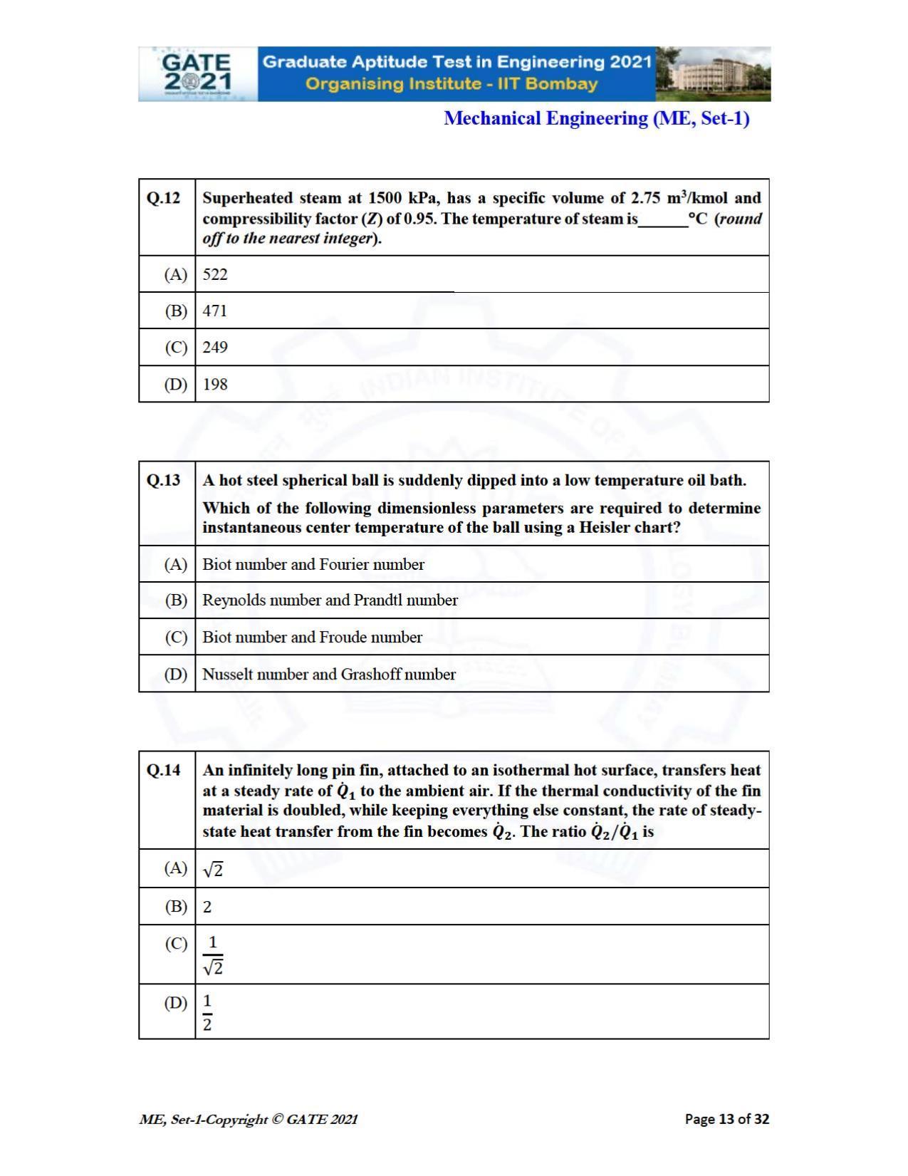 GATE 2021 Mechanical Engineering (ME) Question Paper - Page 14