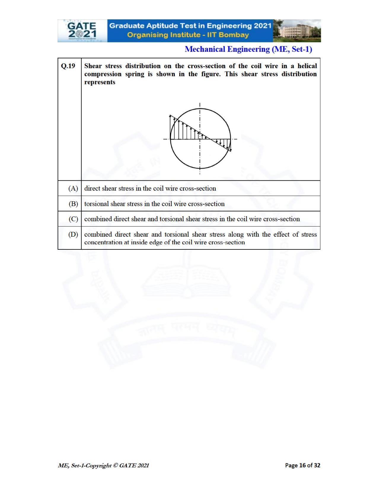 GATE 2021 Mechanical Engineering (ME) Question Paper - Page 17
