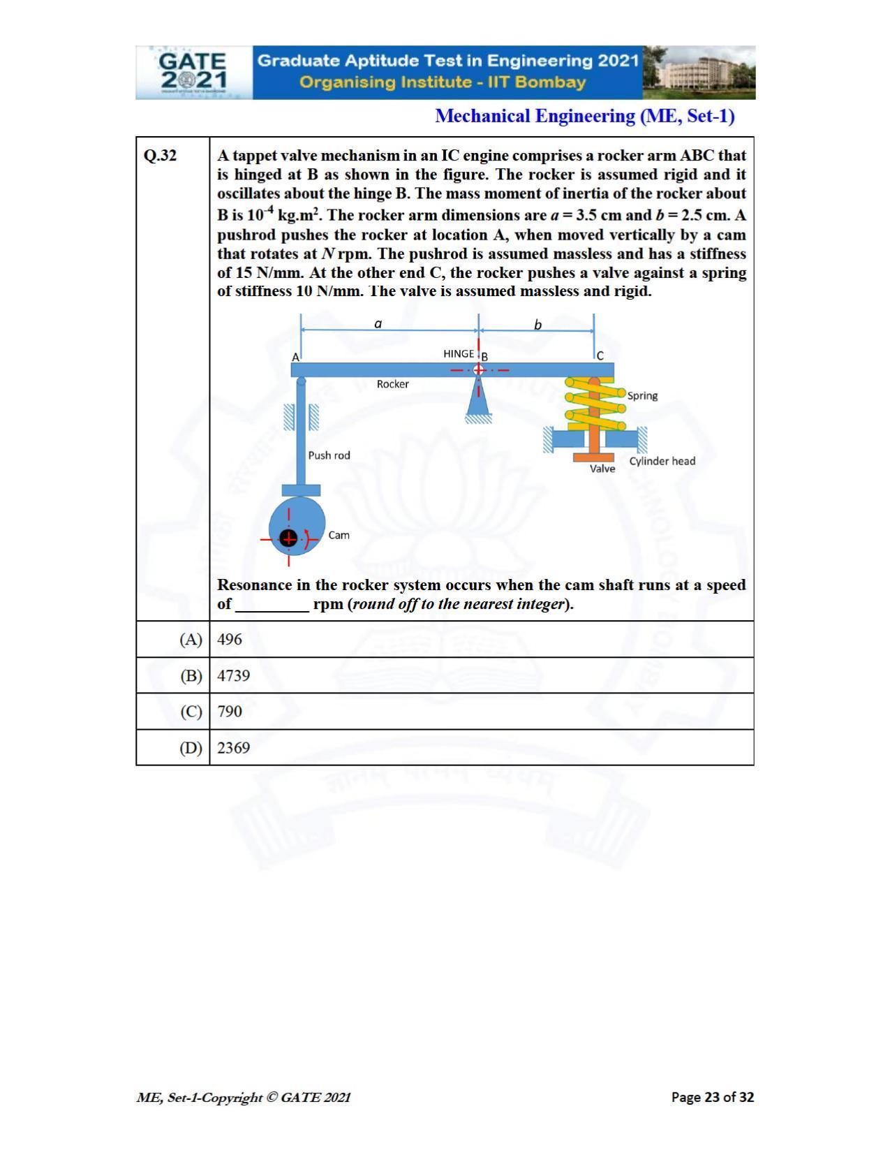 GATE 2021 Mechanical Engineering (ME) Question Paper - Page 24