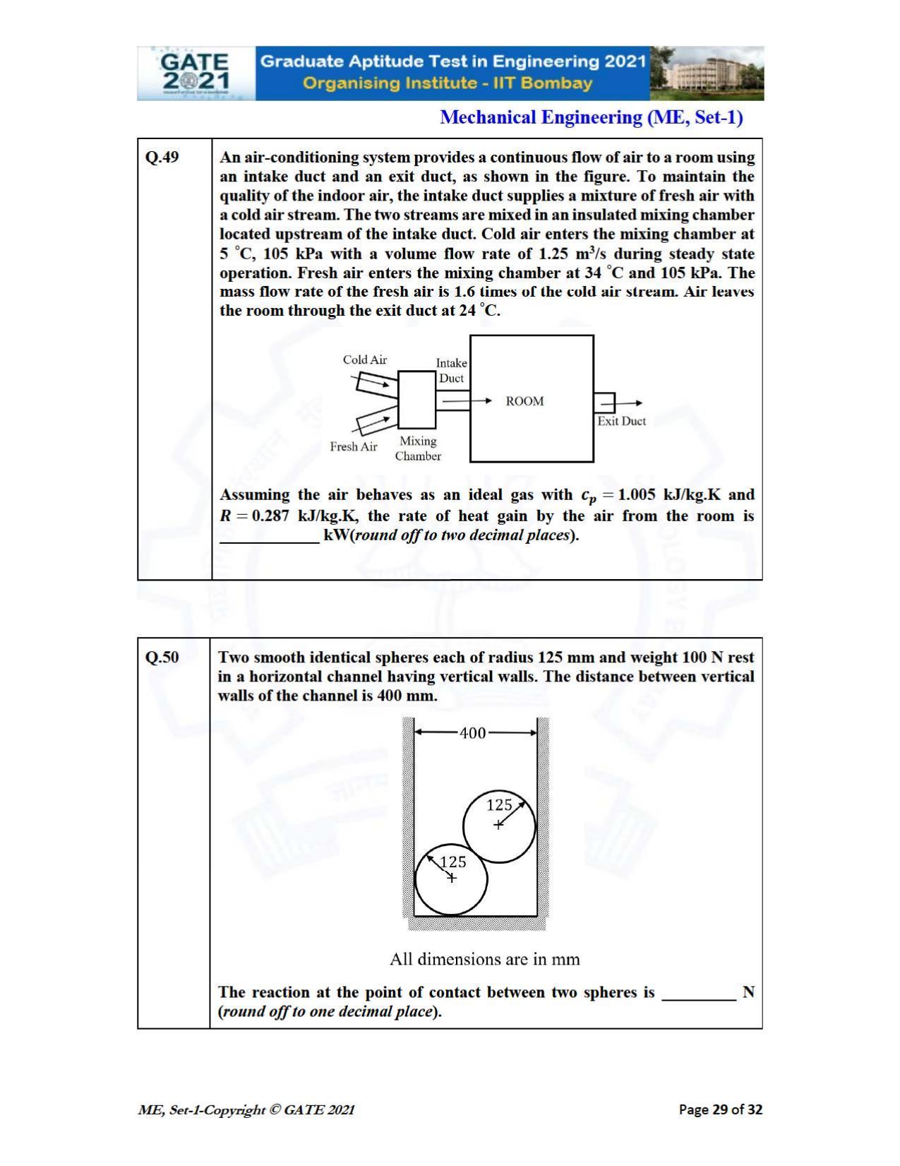 GATE 2021 Mechanical Engineering (ME) Question Paper - Page 30