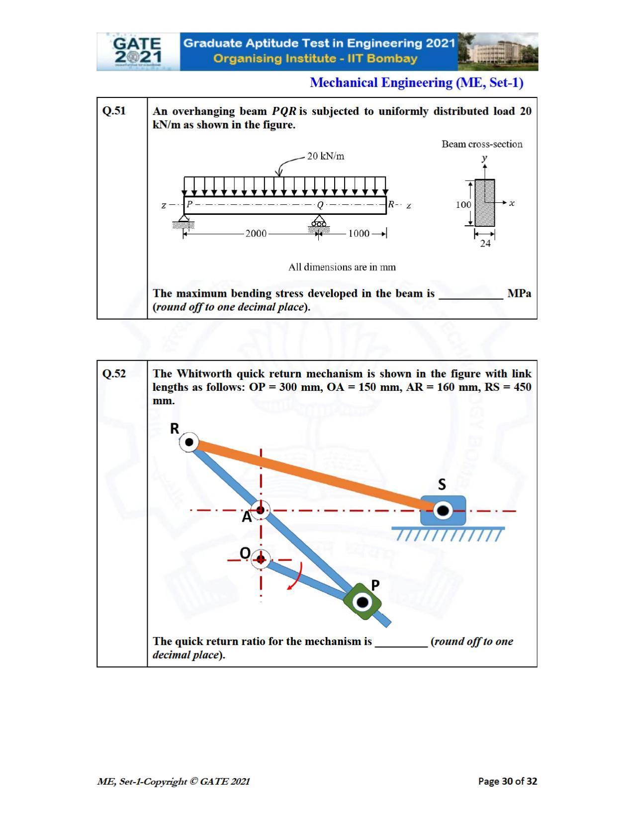 GATE 2021 Mechanical Engineering (ME) Question Paper - Page 31