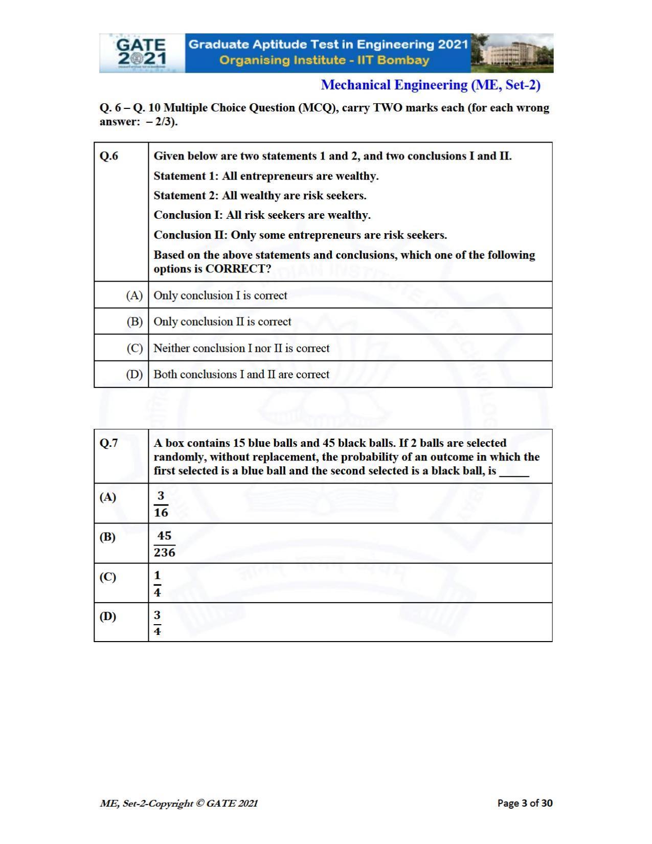 GATE 2021 Mechanical Engineering (ME) Question Paper - Page 40