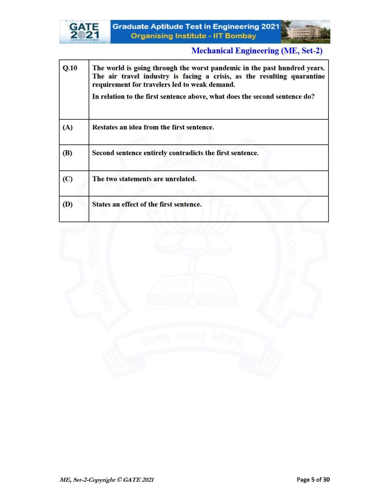 GATE 2021 Mechanical Engineering (ME) Question Paper - Page 42
