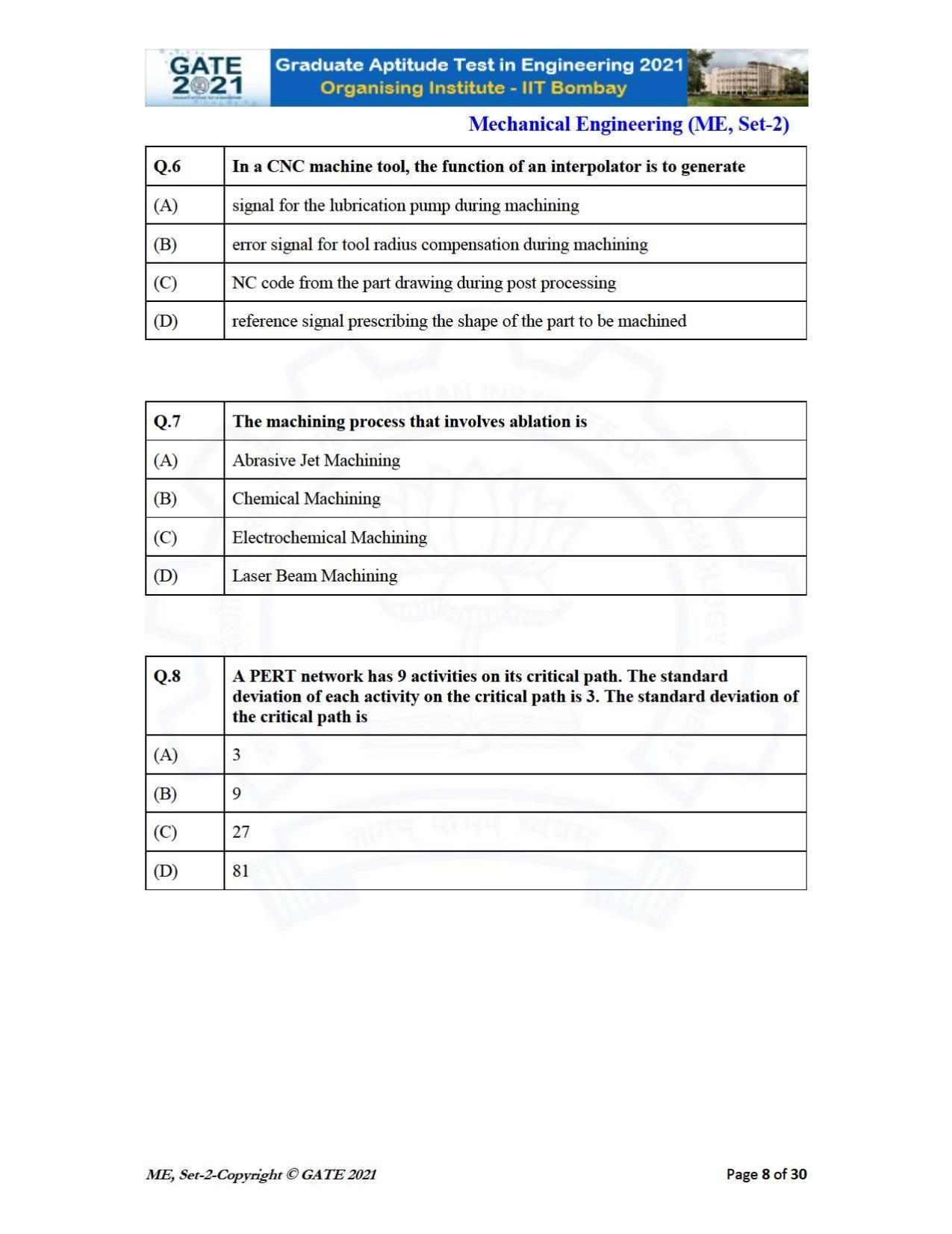 GATE 2021 Mechanical Engineering (ME) Question Paper - Page 45