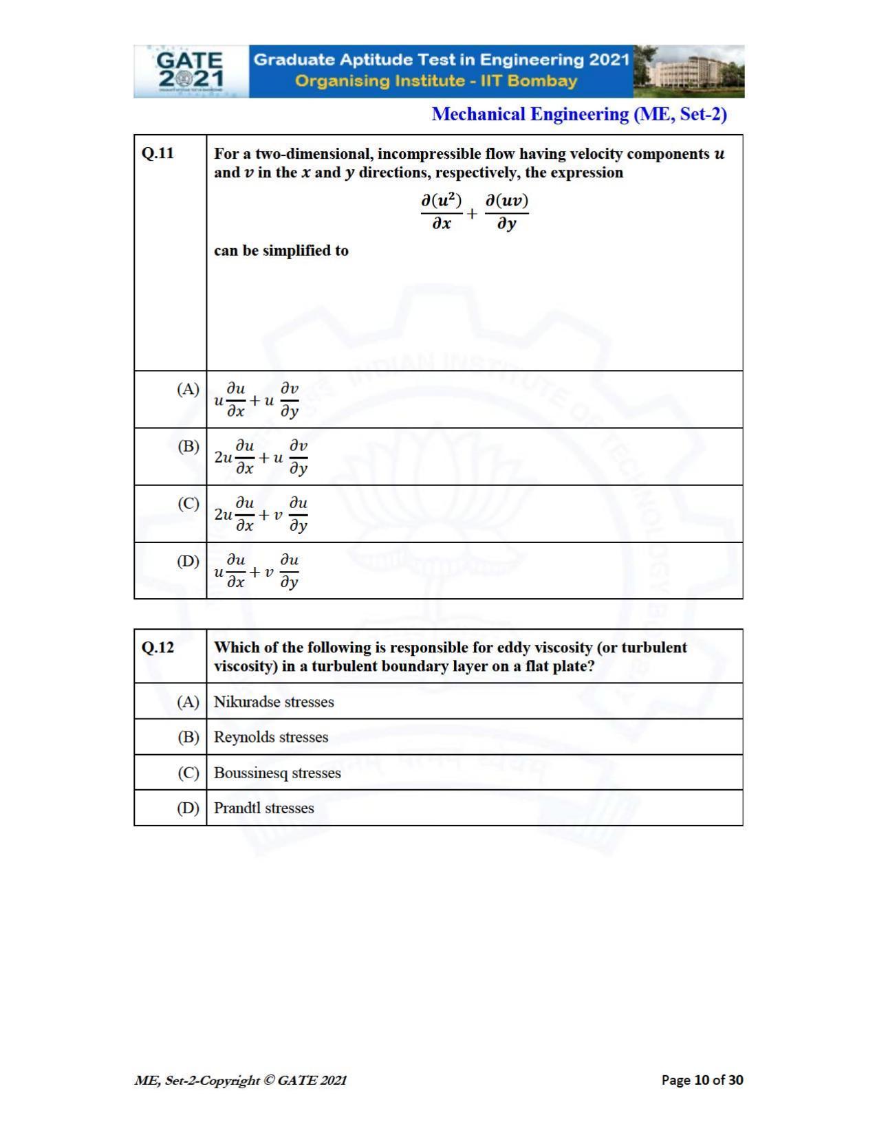 GATE 2021 Mechanical Engineering (ME) Question Paper - Page 47