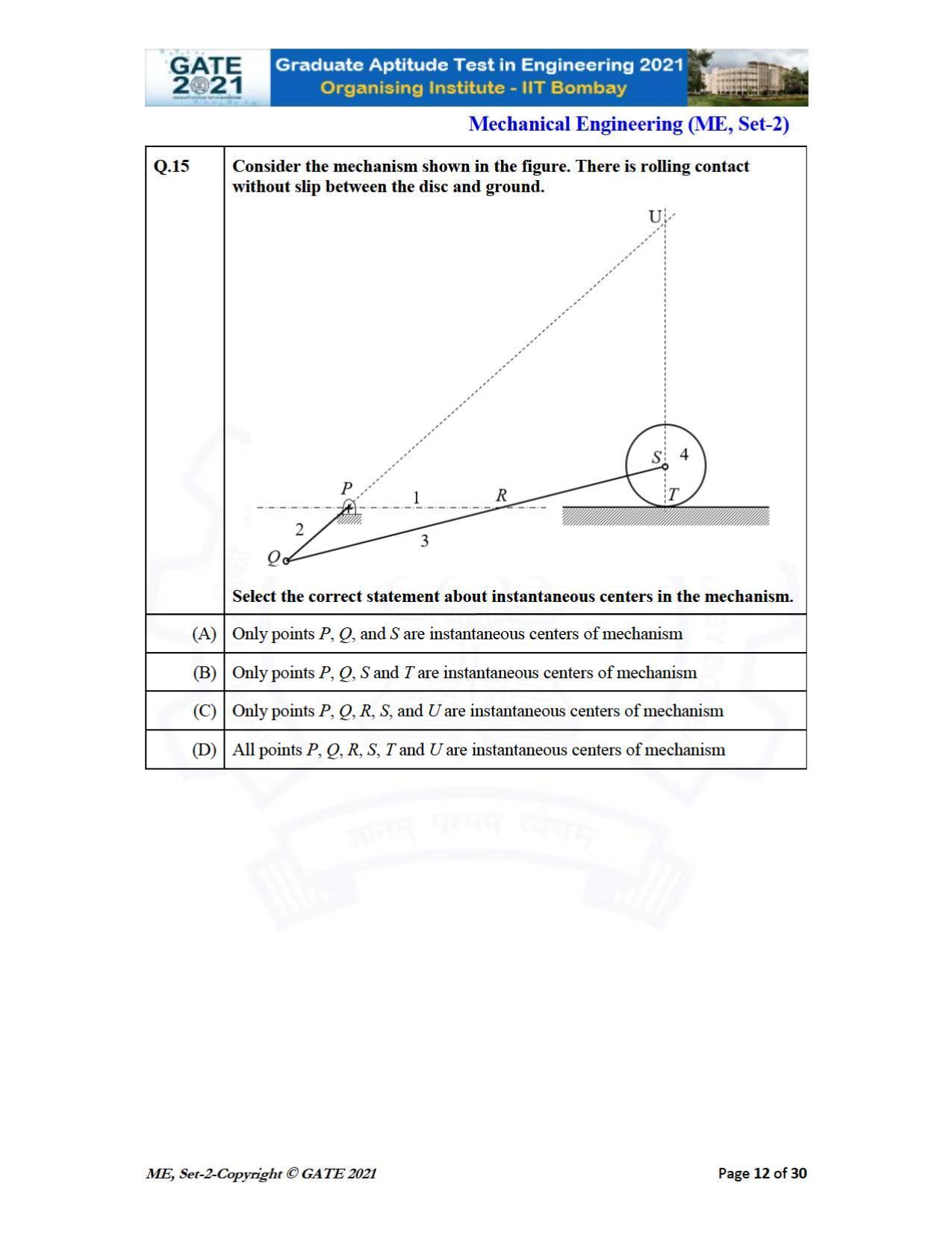 GATE 2021 Mechanical Engineering (ME) Question Paper - Page 49