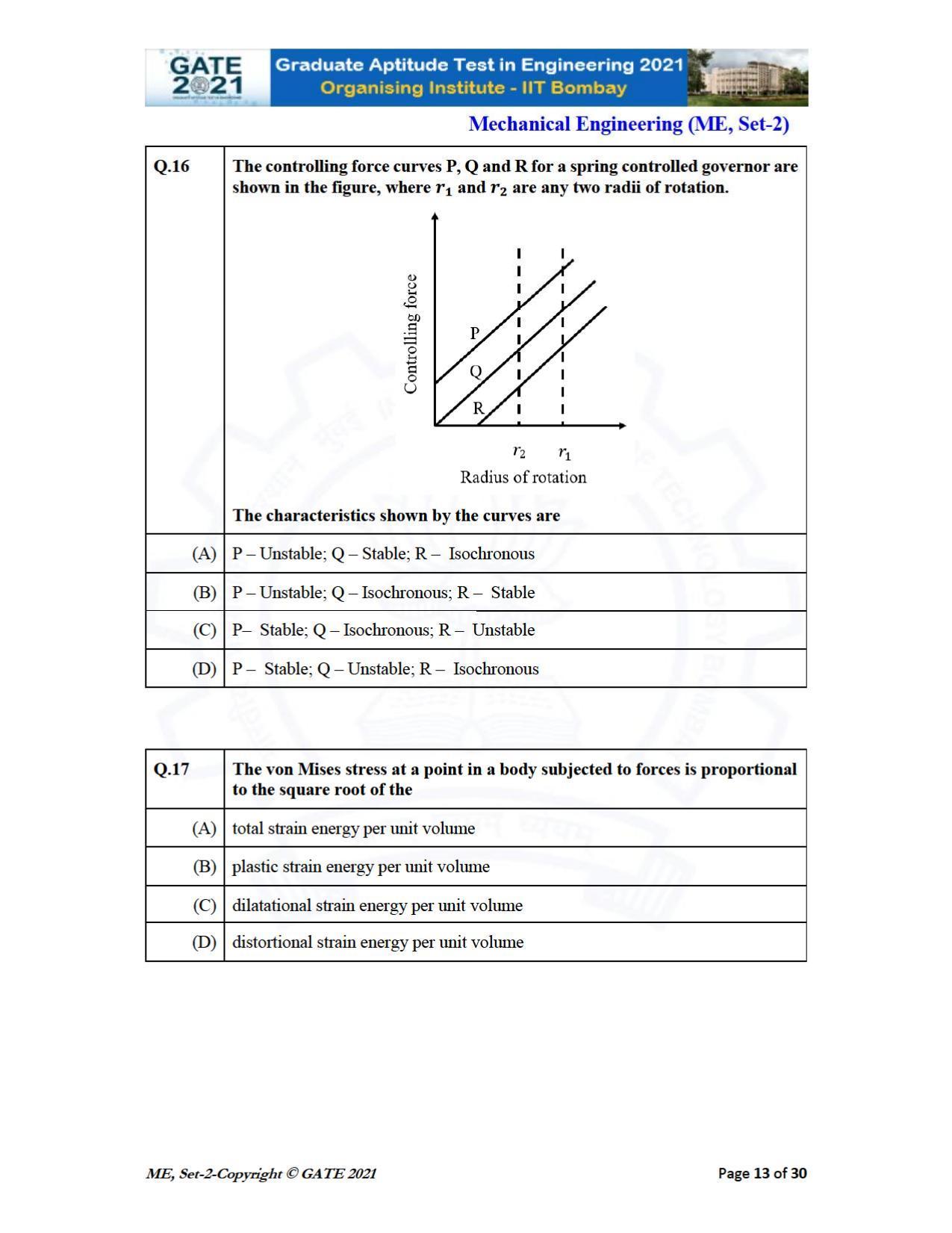 GATE 2021 Mechanical Engineering (ME) Question Paper - Page 50